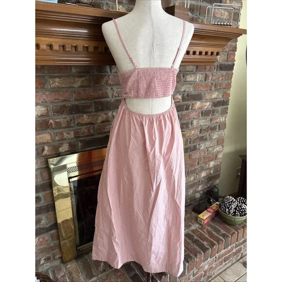 en saison Pink Pin Stripe Seersucker Dress Size Large Sundress - Picture 2 of 7